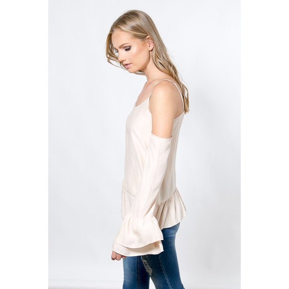 Boutique Tops - Women's Casual Silky Cold Shoulder Long Sleeve Blouse Top Super Cute & Comfy